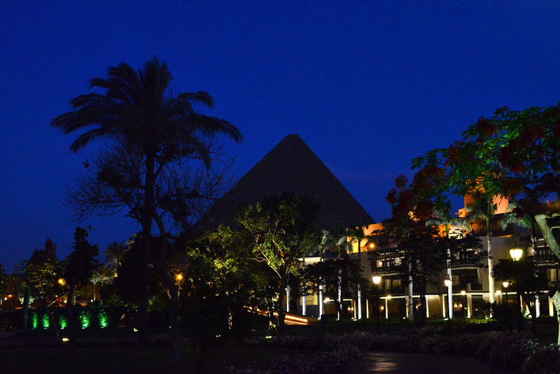 Night view Great Pyramid Mena House Grounds