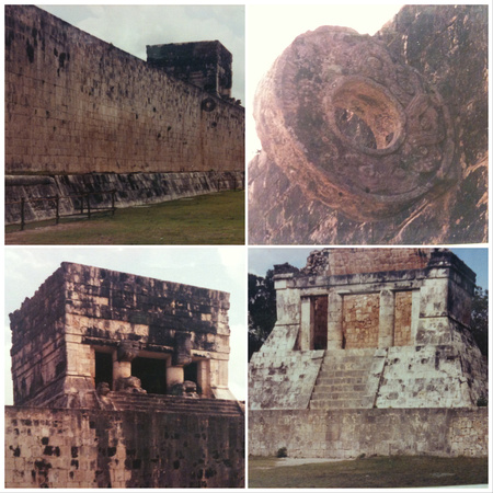 The Great Ballcourt wall, the Ring, Temple of the Bearded Man, Temple of the Jaguar